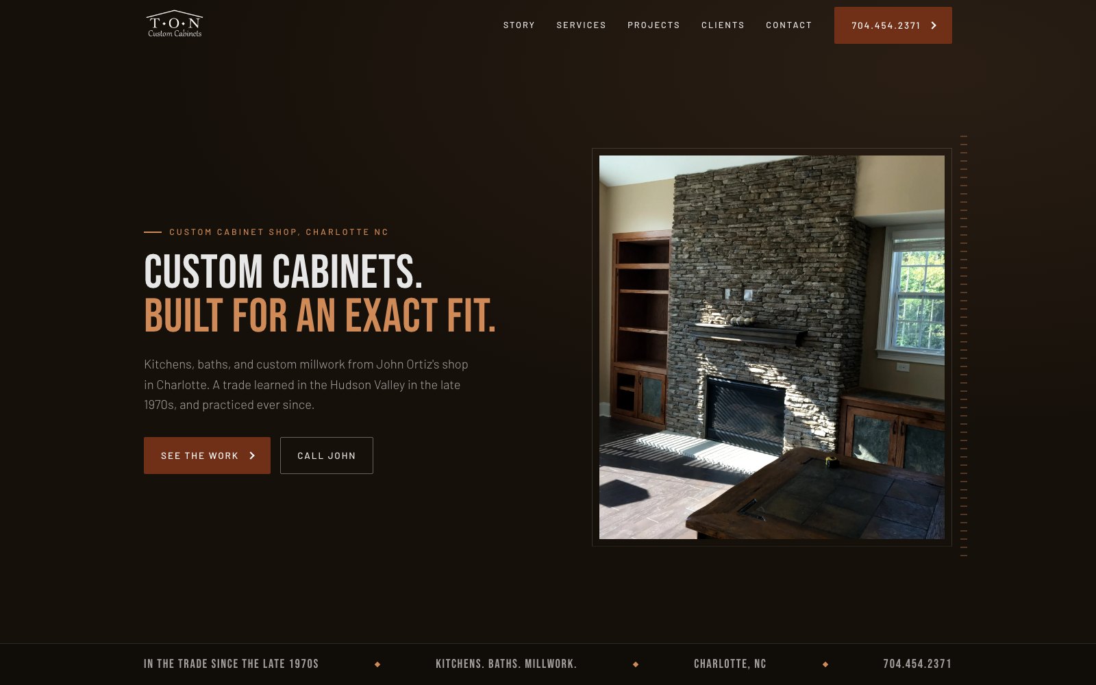 The new TON Custom Cabinets homepage concept