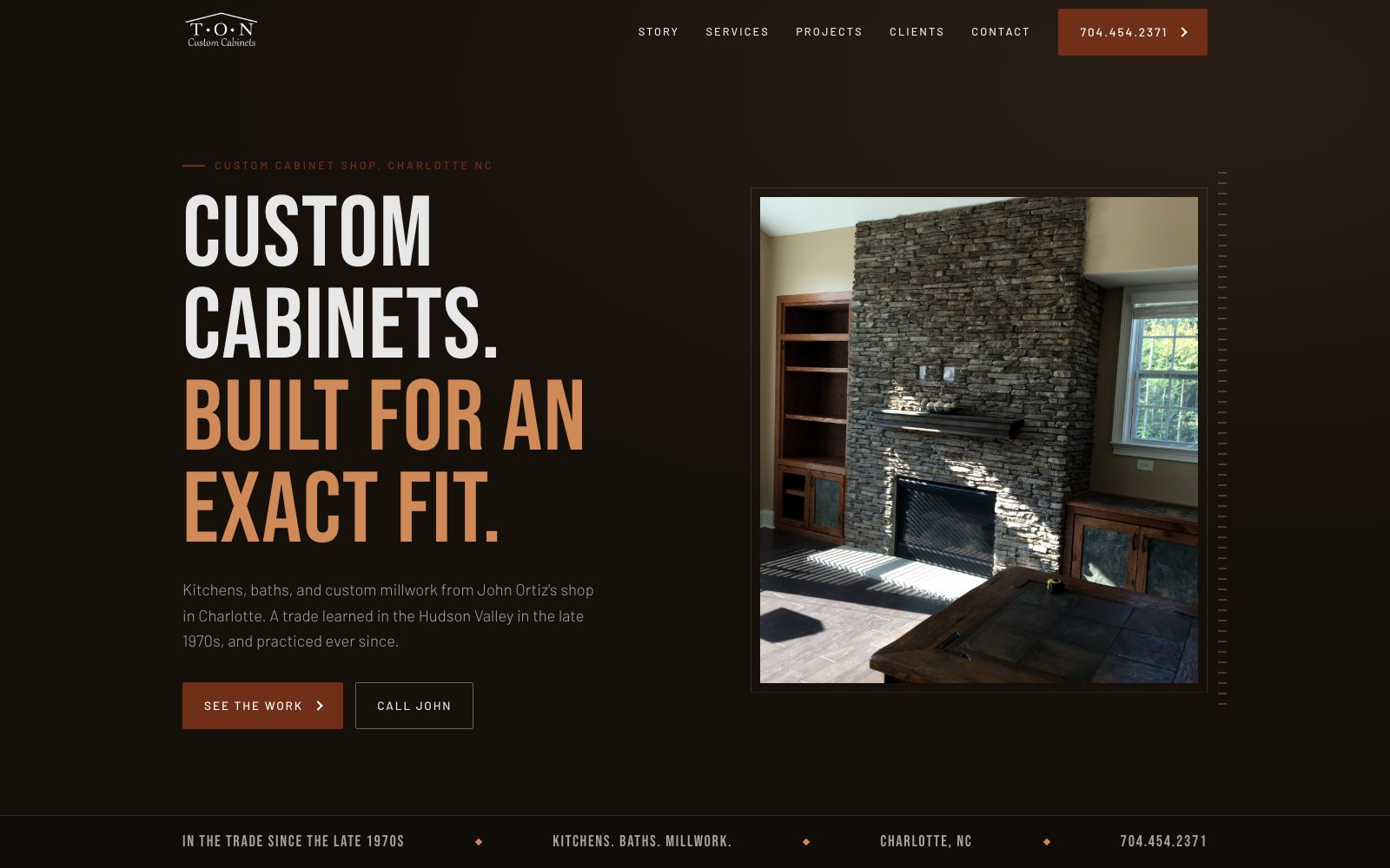 The new TON Custom Cabinets homepage concept